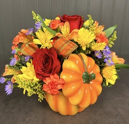 Small Fall Pumpkin Davenport Florist - Same Day Flower Delivery - Flower Power 
